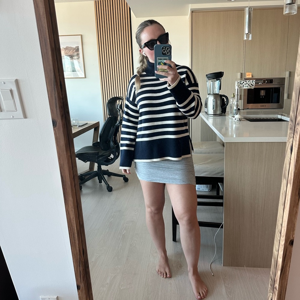 Navy and White Striped Sweater